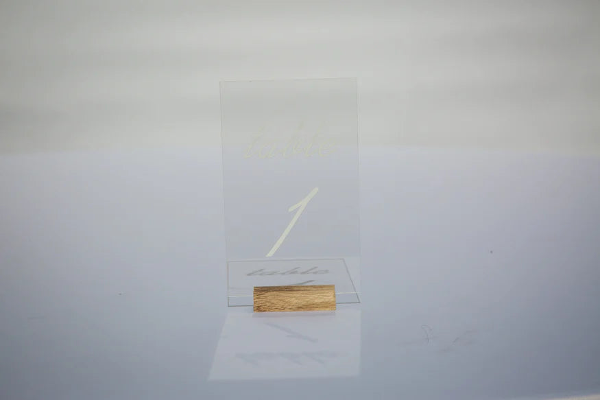 Acrylic Table Number Stands With Wooden Base