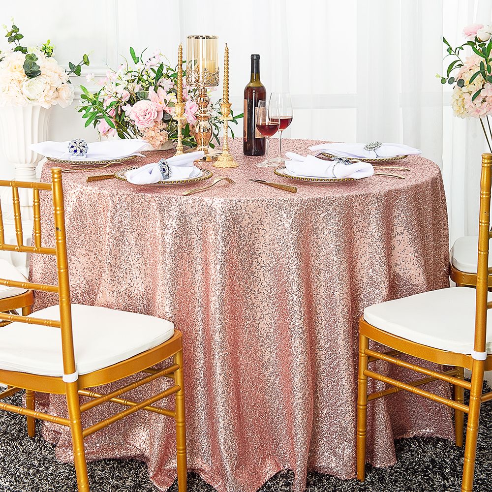 120" Blush pink sequins round