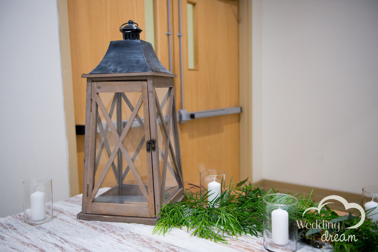 Large Wooden Lantern with Metal Top Money Holder