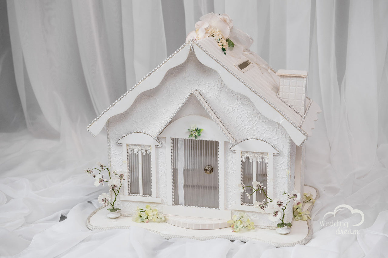 Large white house card holder