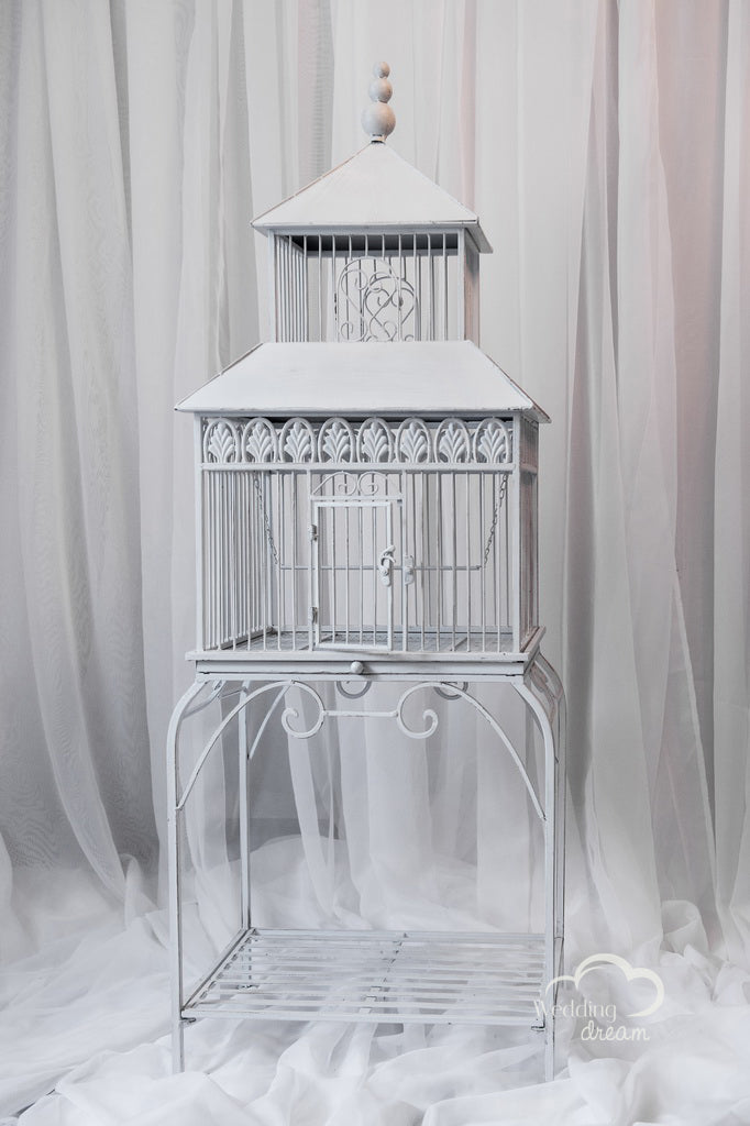 Standing White Bird Cage Card & Money Holder