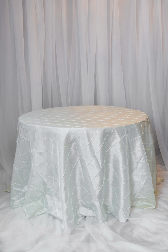 120" pintuck taffeta ivory round table cloth