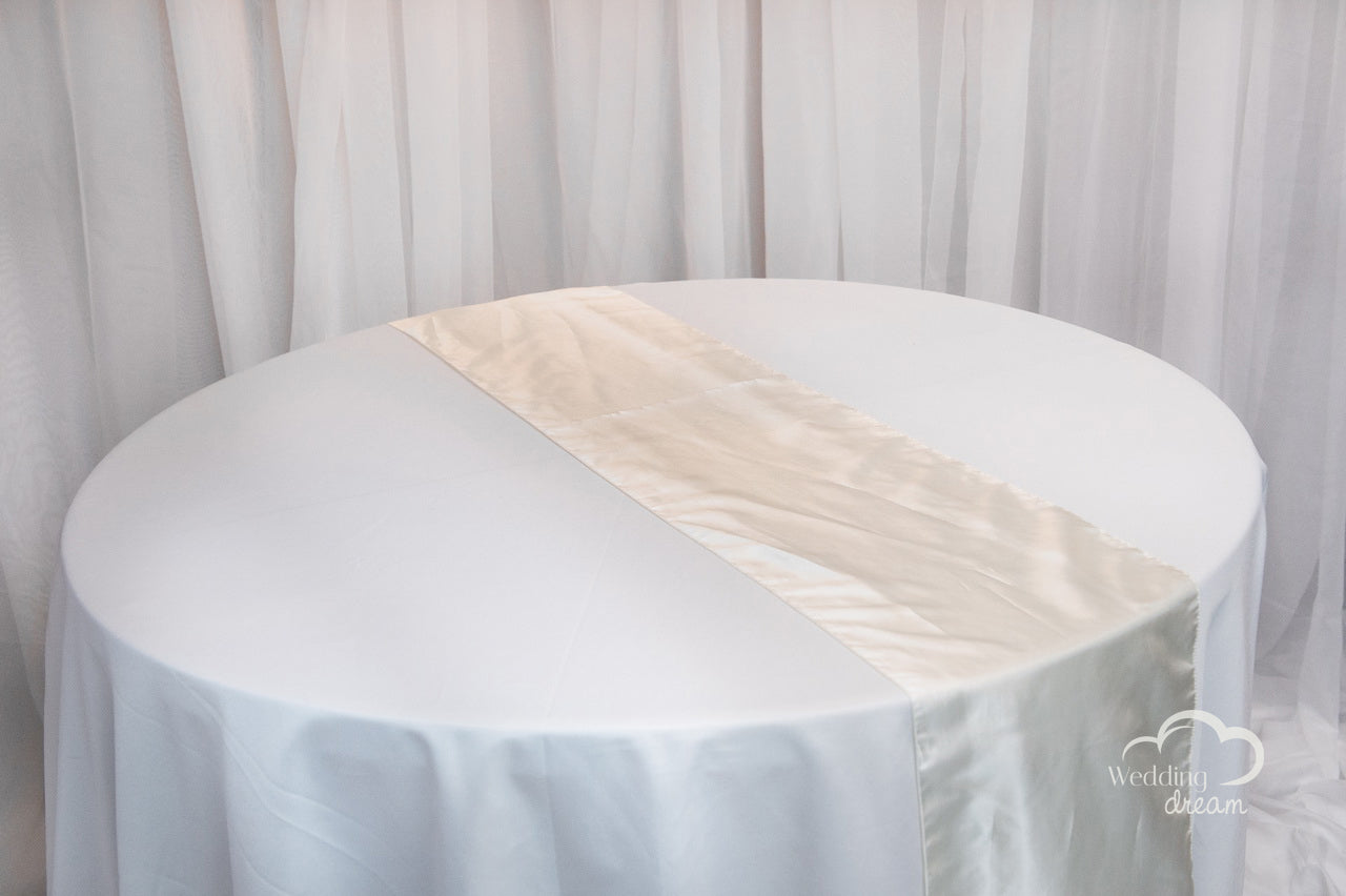 9' Ivory Taffeta Table Runner