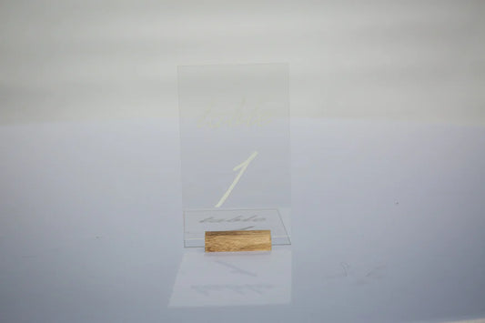 Acrylic Table Number Stands With Wooden Base