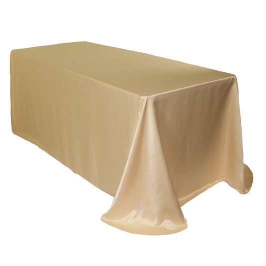 Champagne satin lamour table cloth 90"X174"