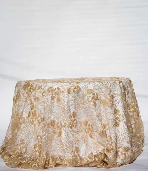 champagne lace overlays 90x156"