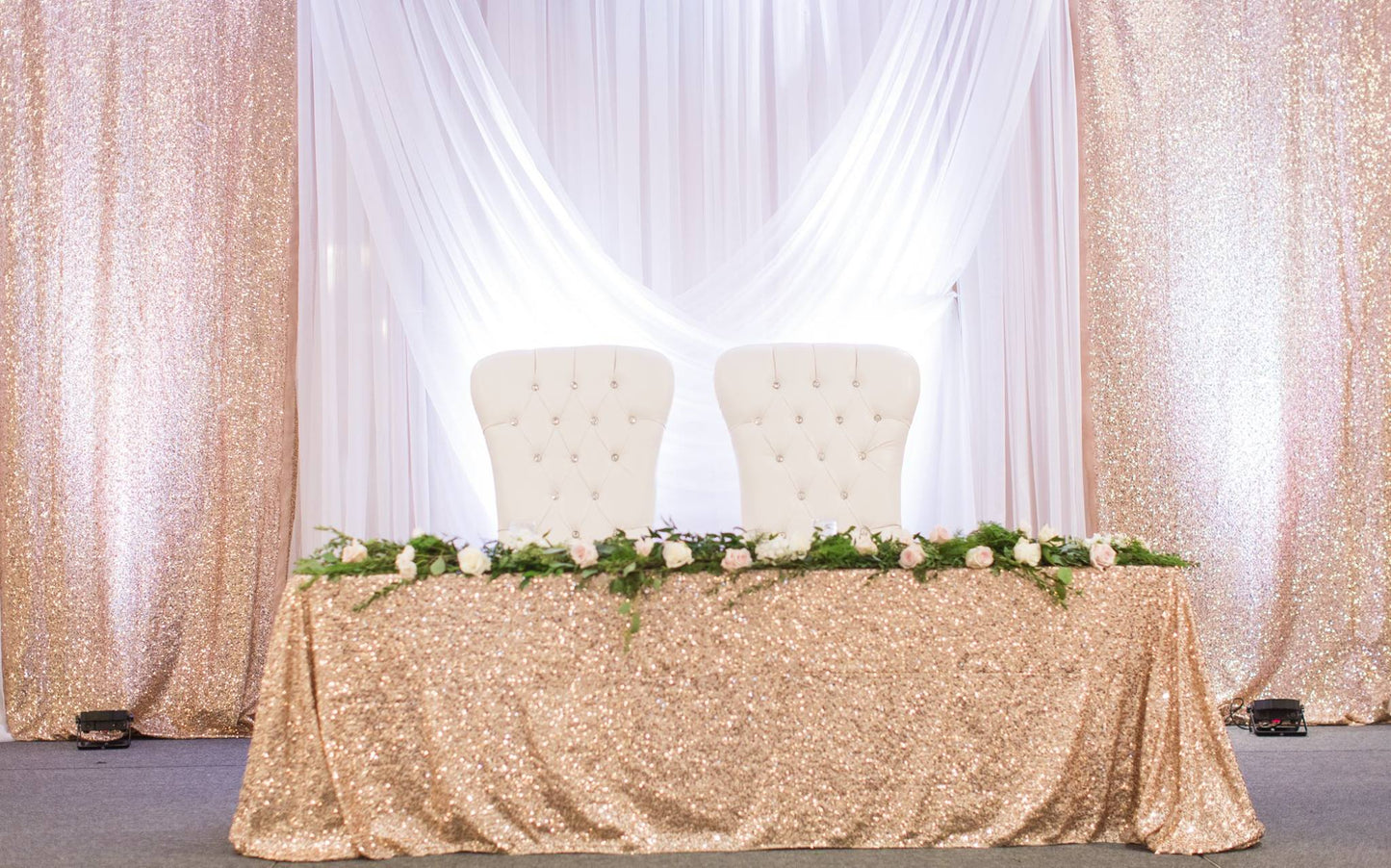champagne sequins table cloth 90*174"