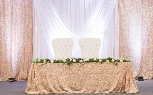 champagne sequins table cloth 90*174"