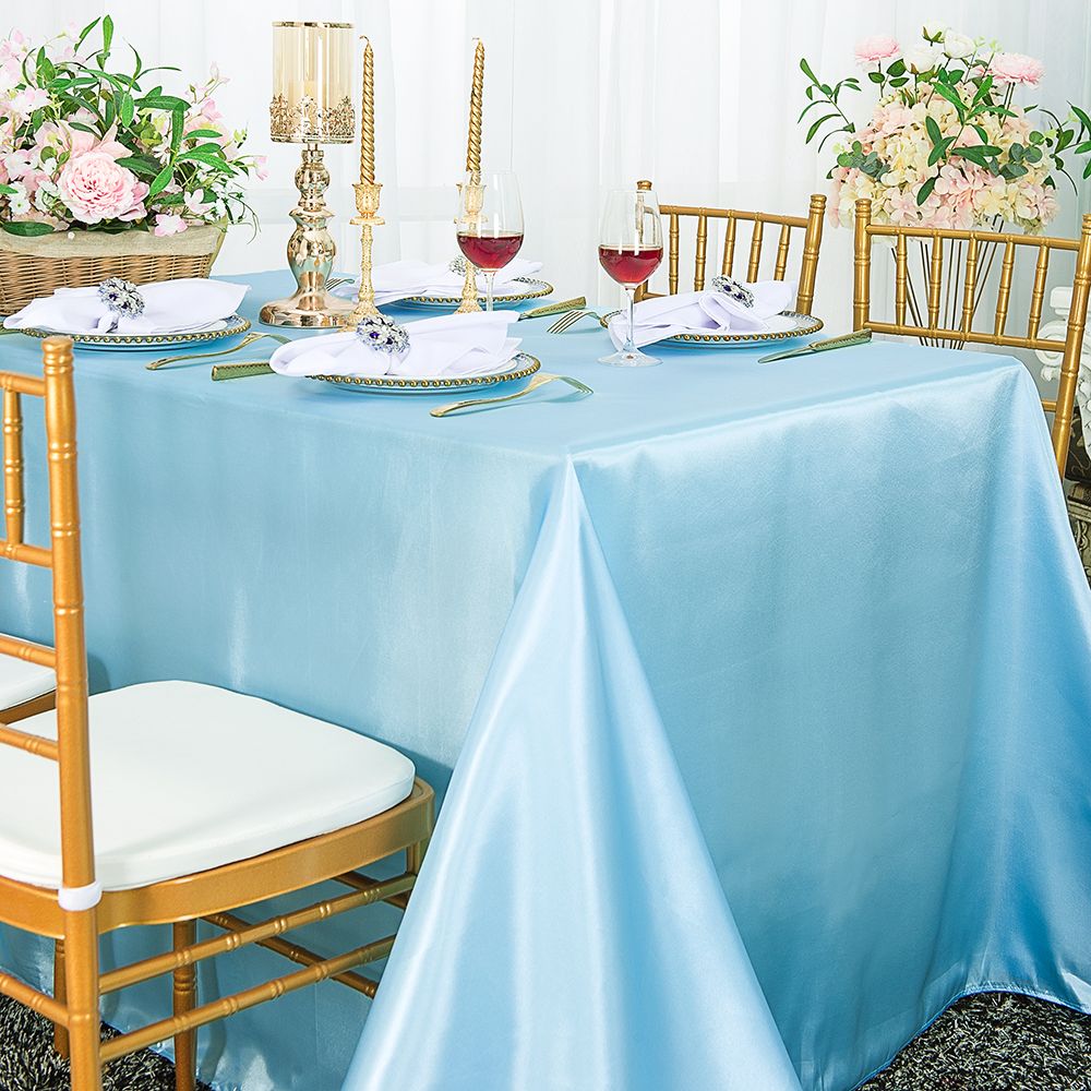 baby blue satin rectangle 90x156