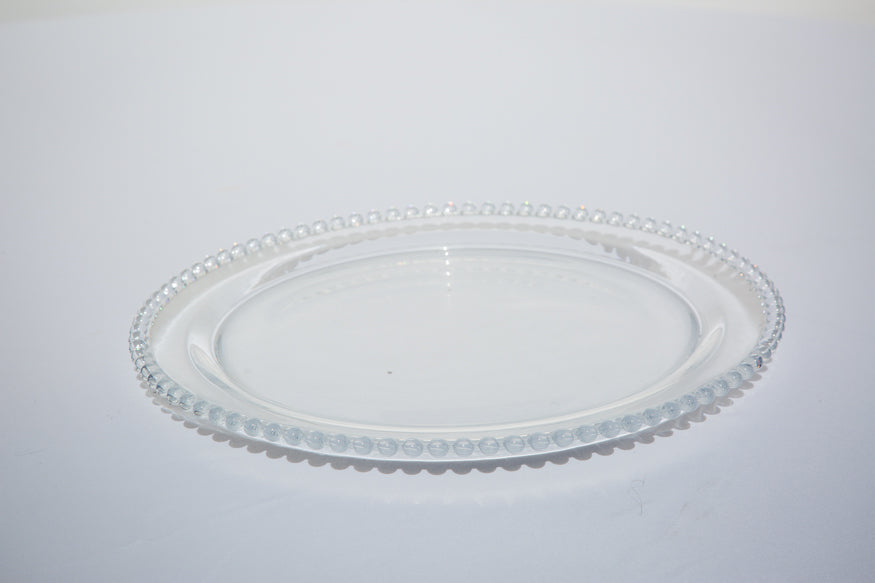 Clear beaded glass charger plates