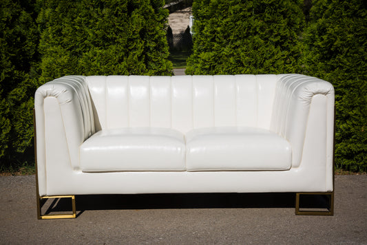 Contemporary white and gold Love seat