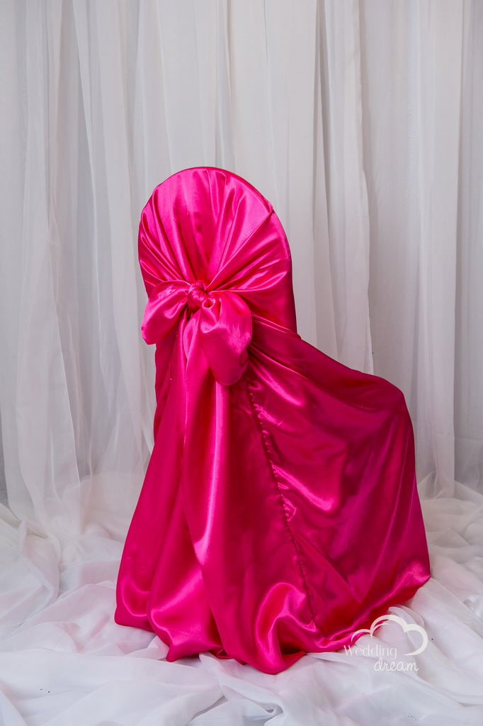Fuschia Satin Tie Back Universal Chair Cover