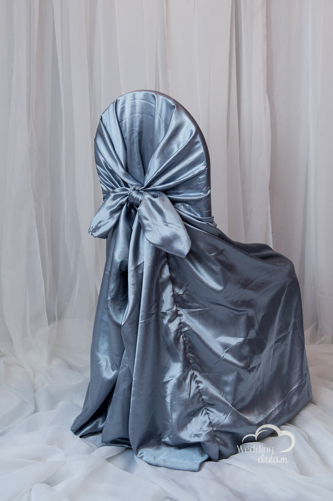 Platinum Satin Tie Back Universal Chair Cover
