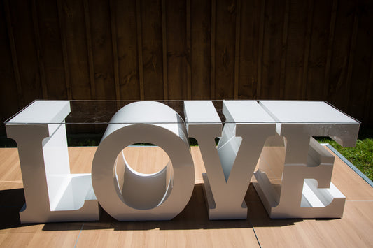 LOVE Marquee table with acrylic top