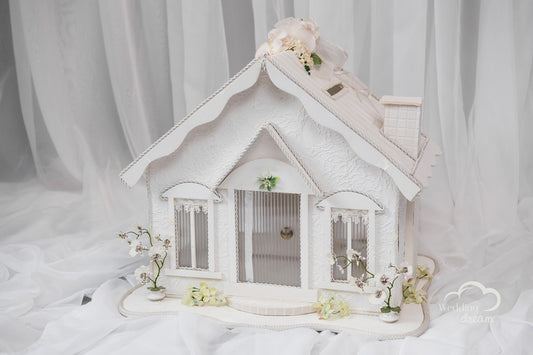 Large white house card holder