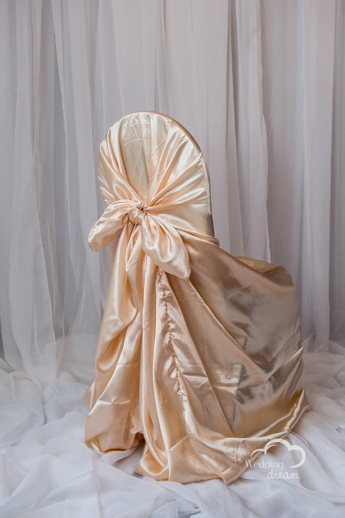 Cream Satin Tie Back Universal Chair Cover
