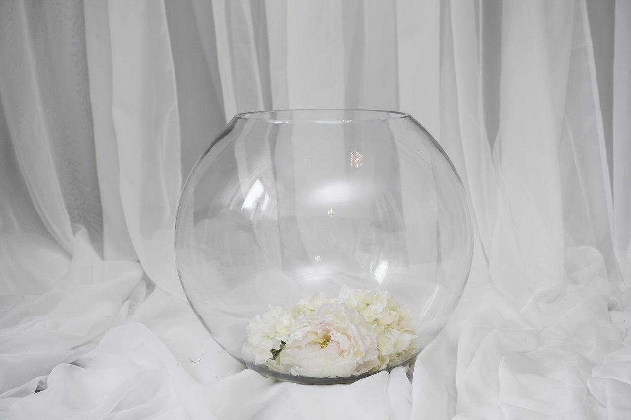 Large glass bowl card holder 20" diameter