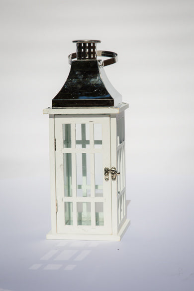 White lantern with silver top