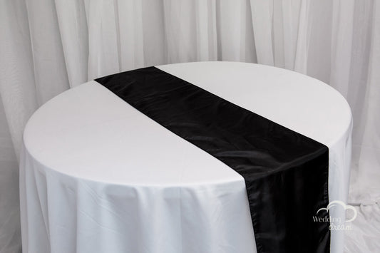 9' Black Taffeta Table Runner