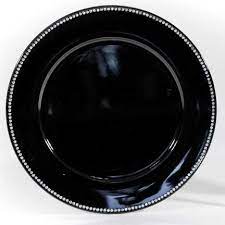 black charger plates with diamonds